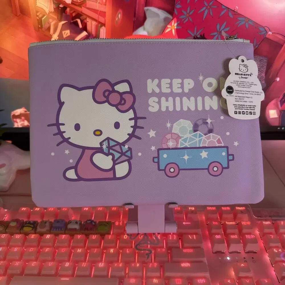 Hello Kitty Pencil Pouch Case Large Bejeweled Wagon Gems Purple Cute 2024 Sanrio
